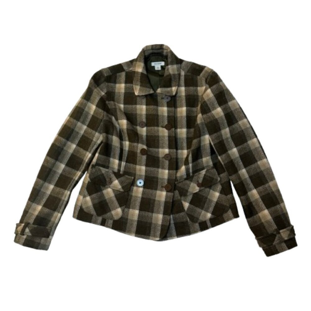 Vintage look Retro Wool Blend Green Plaid Jacket #1424